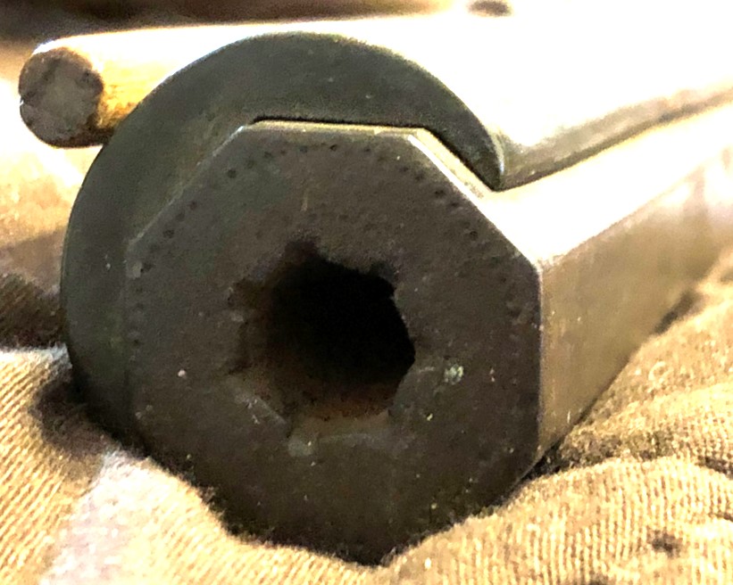 002 lightened view of muzzle of the Lepley rifle.