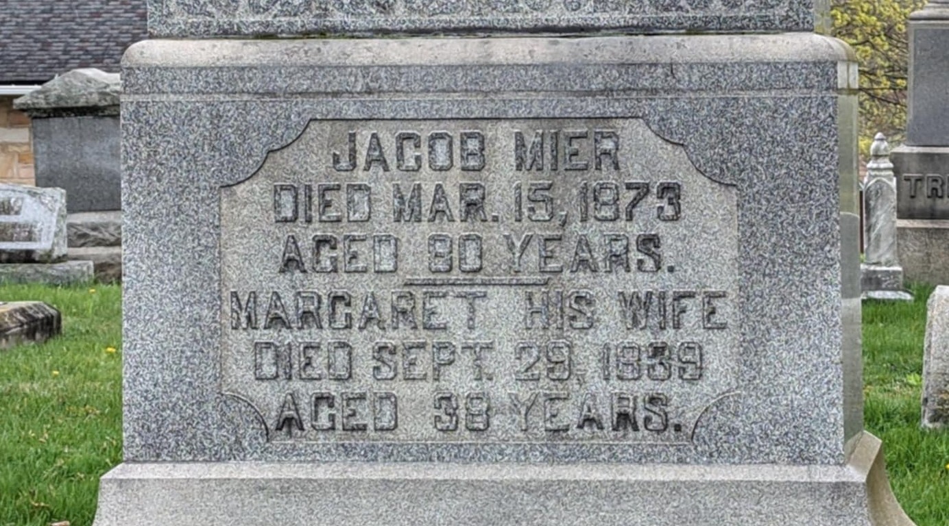 Closeup view of tombstone.