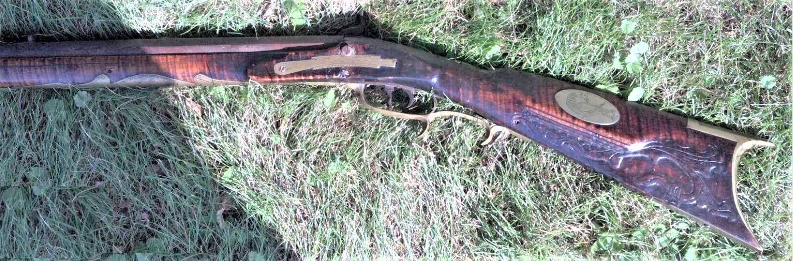 A lightened and sharpened photo of an antique muzzleloader produced by Jacob Mier of Somerset County, Pennsylvania.