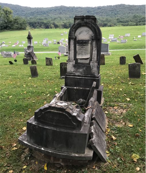 Front view of the burial site of the Bedford County, Pennsylvania gunsmith Jacob Snider.