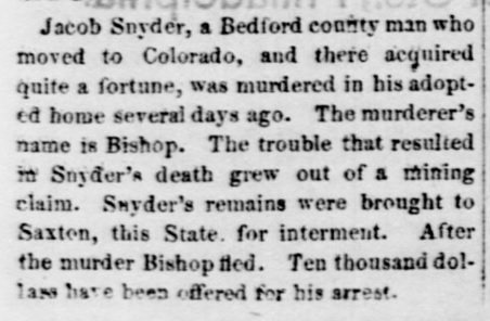 This news item from the the June 11, 1875 issue of the Juniata Sentinel and Republican
