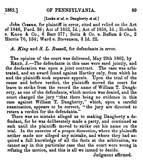 Page 89 of the 1864 book Cases Adjudged in the Supreme Court of Pennsylvania, Volume VII.