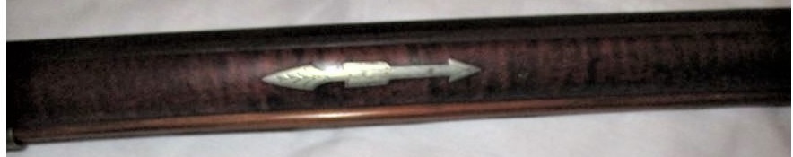 Image 002 of the engraved inlays on the right-hand side of the forearm of the Jacob Snider muzzle loading rifle.