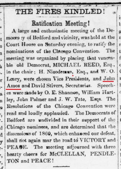 John Amos was a secretary at a Ratification meeting. 