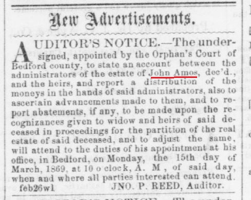 An Auditor's Notice mentions John Amos.