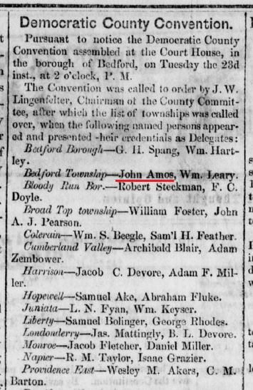 An article about the Democratic County Convention mentions John Amos. 