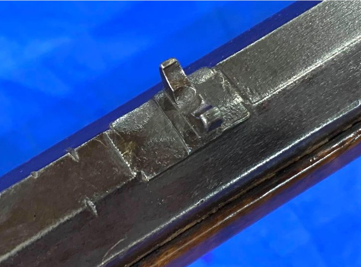 The rear sight of a 'smooth rifle' made by the Bedford Co., PA gunsmith John Amos.