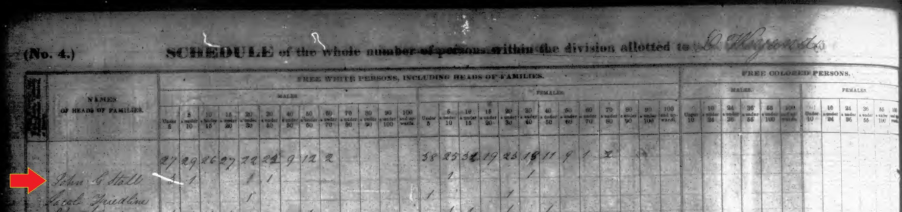 John G. Stahl in the 1840 census of Quemahoning Township, Somerset County, Pennsylvania.
