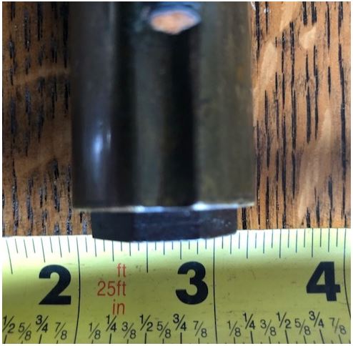 This is a photograph of the nose cap area of the Lepley muzzle loading rifle.