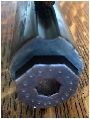 This photo highlights the muzzle of the Lepley-made Pennsylvania long rifle.