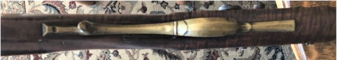 This is the bottom view of a Lepley-made muzzle loading black powder rifle from Somerset Co., Penna.