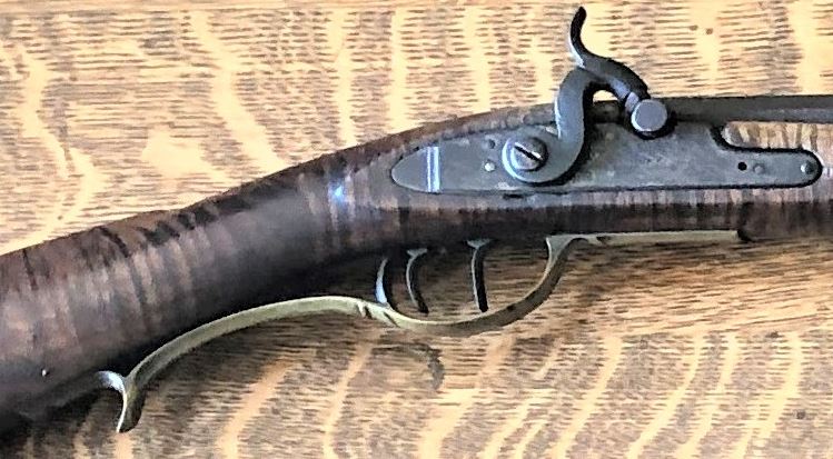 This depicts the forearm and entry pipe area of a Lepley long rifle that was made in Somerset County, Pennsylvania.