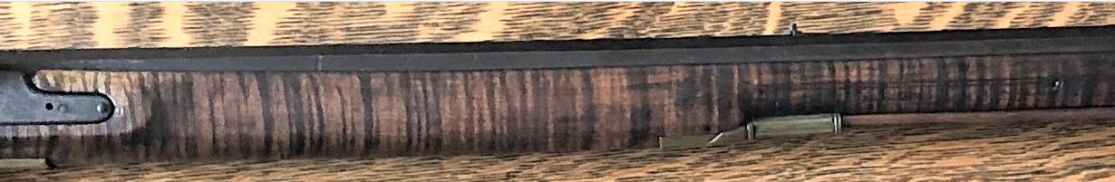 This is the entry pipe area of a muzzle loading long rifle that was made by the Somerset County, Pennsylvania Lepley family.