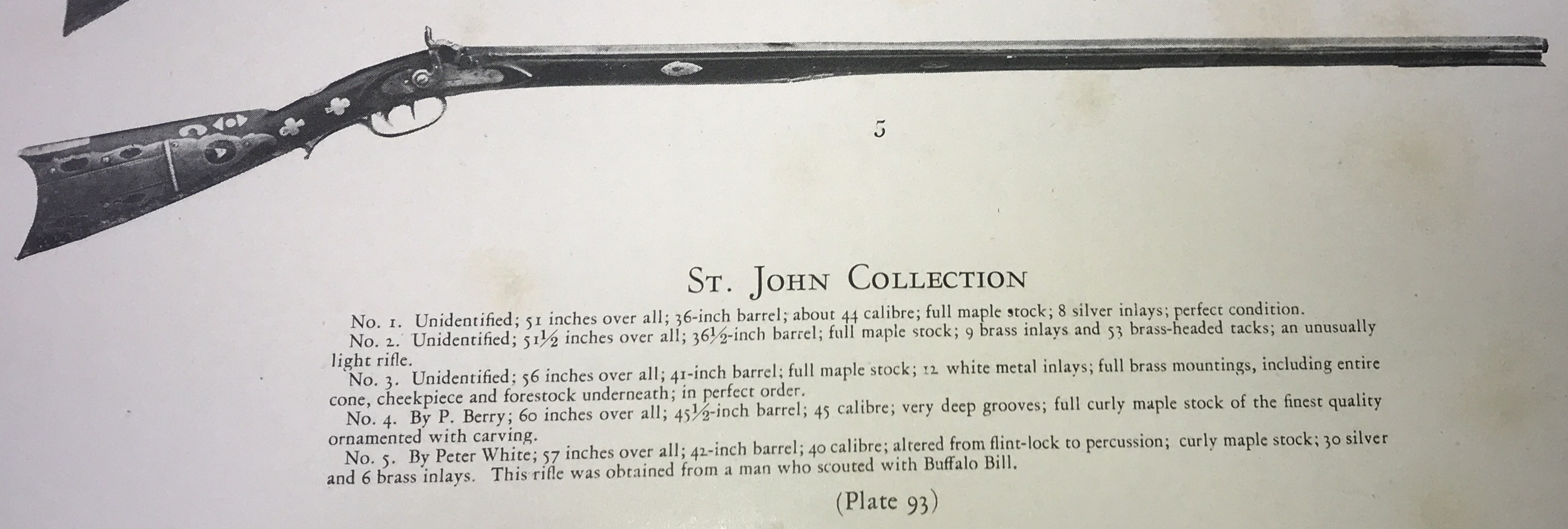 Blurry halftone image of the right-hand side of a percussion conversion muzzle loading rifle that was made by the gunsmith Peter White, who worked in Bedford and Fayette Counties, Pennsylvania.