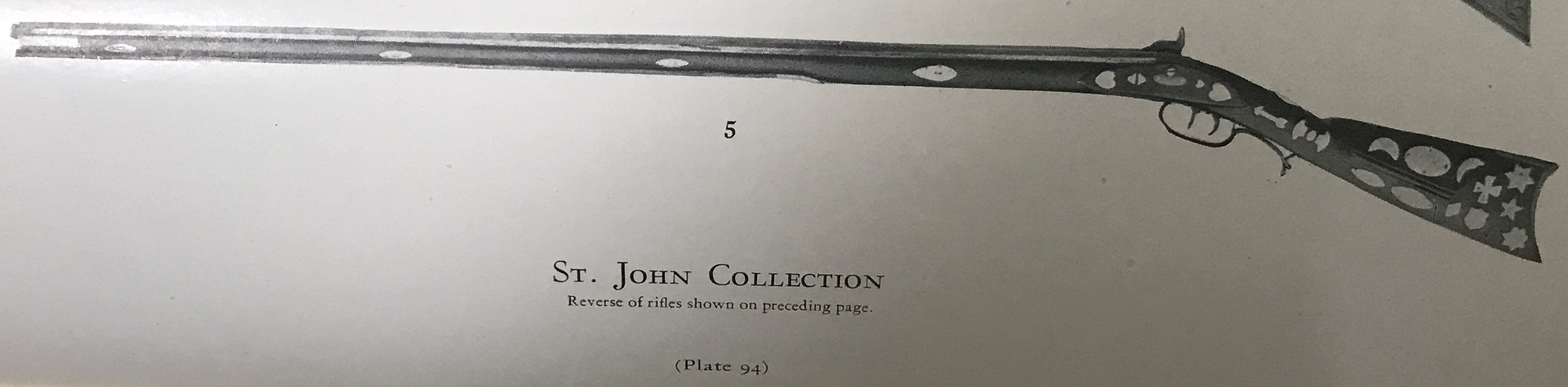 This is a blurry halftone image of the left-hand side of an antique black powder rifle that was produced by the gunmaker Peter White, who was active in Bedford and Fayette Co., PA.
