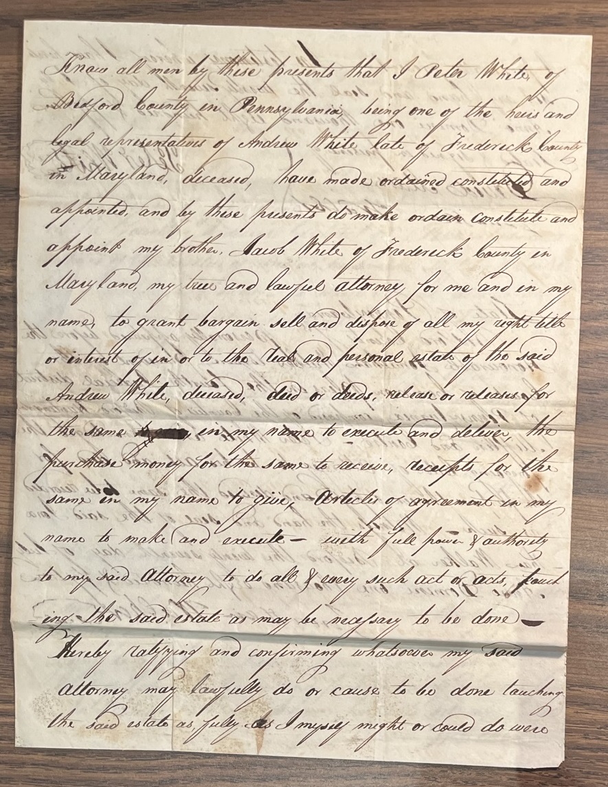 Page 1 of the power of attorney.