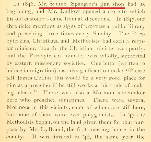 A Spangler-related excerpt from Bingham's 1877 book History of Green County, Wisconsin. 