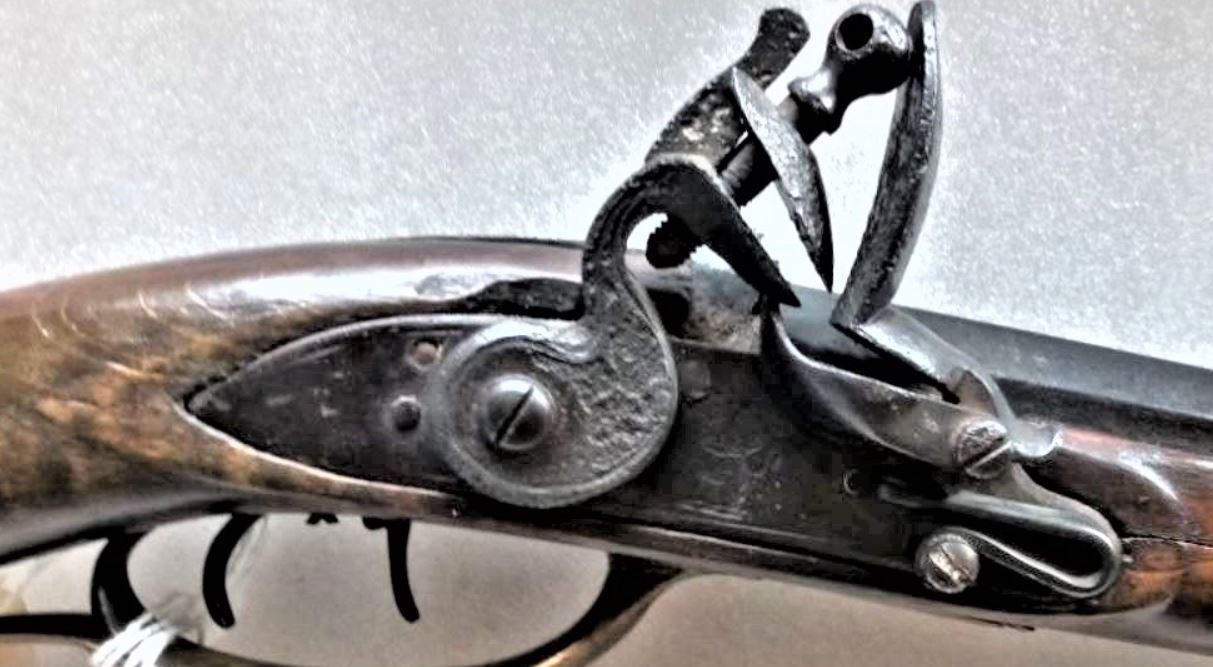 A lightened view of the lock on the Spangler muzzleloader.