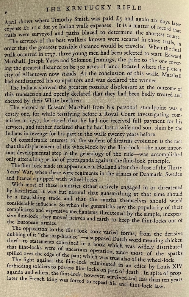 Continuation of a discussion of Edward Marshall, and a discussion of early opposition to the flintlock ignition system.