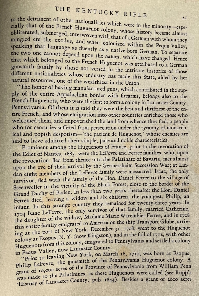 A discussion of the manufacture of early American firearms by French Huguenots.