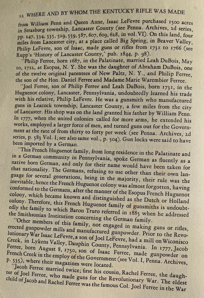 A continuation of the description of the manufacture of Kentucky rifles by French Huguenots.