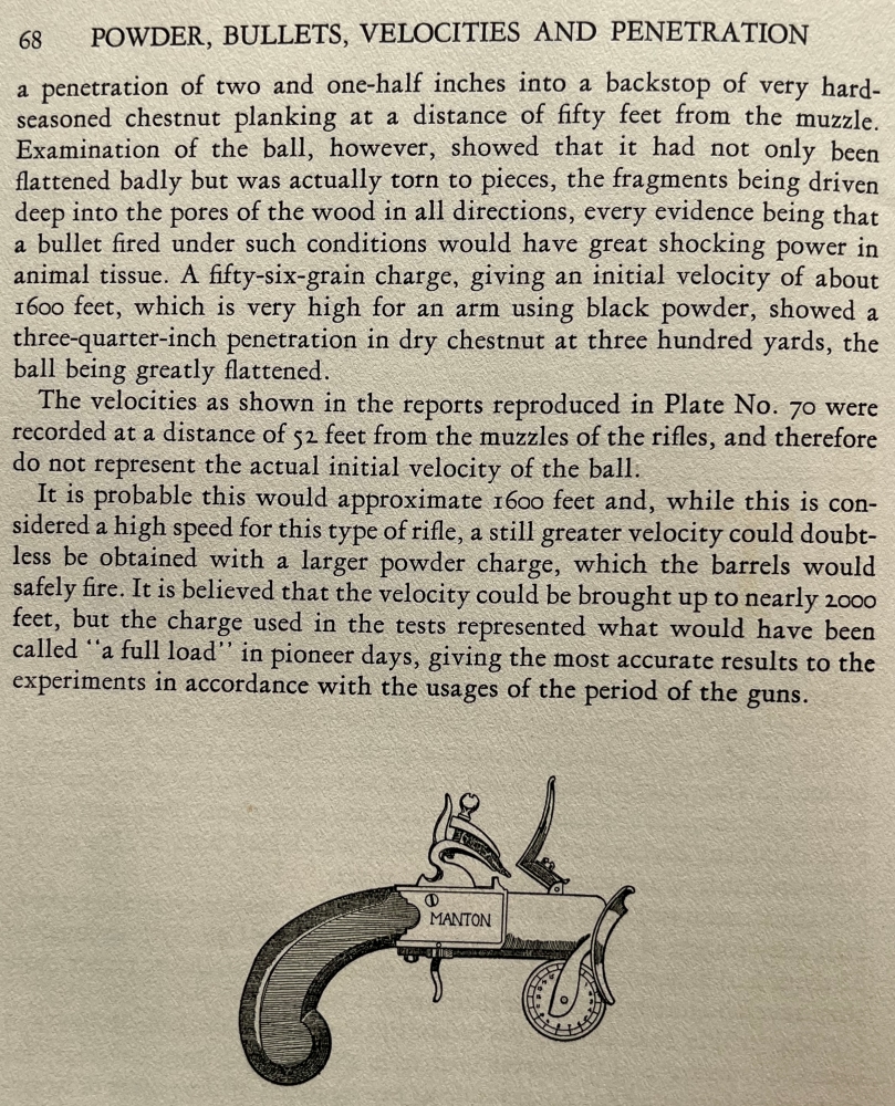 Part of a discussion of the penetration characteristics of American muzzleloading rifles.