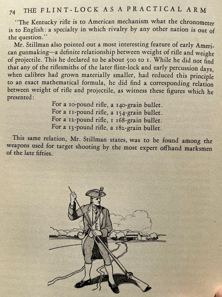 A description of the relationship between the weight of an early American rifle and the size of its projectile.