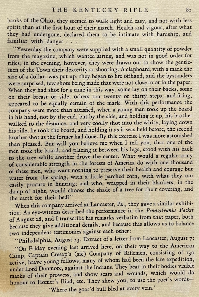 A description of Michael Cresap's Maryland rifle company in the American Revolutionary War.