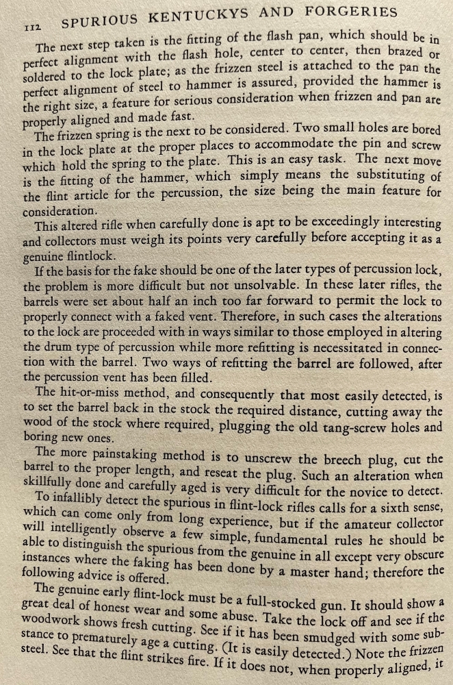 A description of ways that fake flintlock rifles are produced.