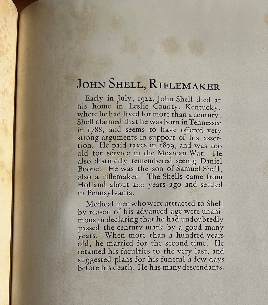 A brief biographical statement about the rifle maker John Shell. 