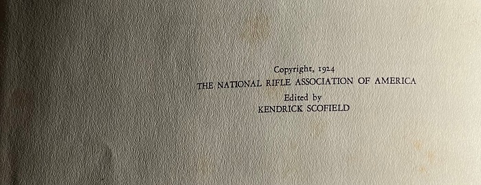 The copyright page of Dillin's 1924 book The Kentucky Rifle.