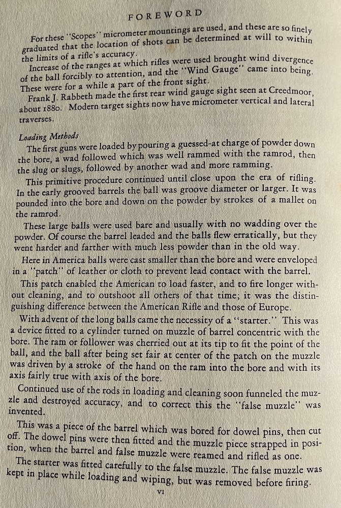  From Captain Foulke's Foreword to the book The Kentucky Rifle, discussing loading methods. 