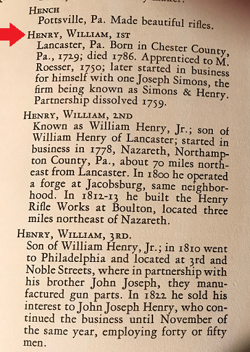 William Henry description in the 1924 edition of Dillin's book The Kentucky Rifle.