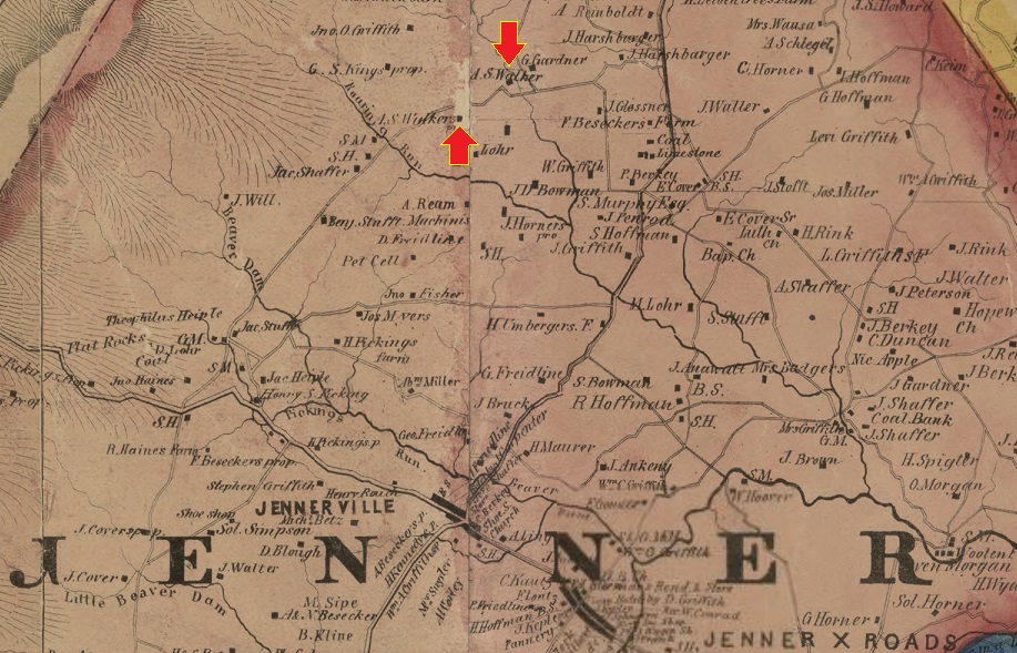 This is an excerpt from the 1860 Walker map of Somerset County, Pennsylvania.