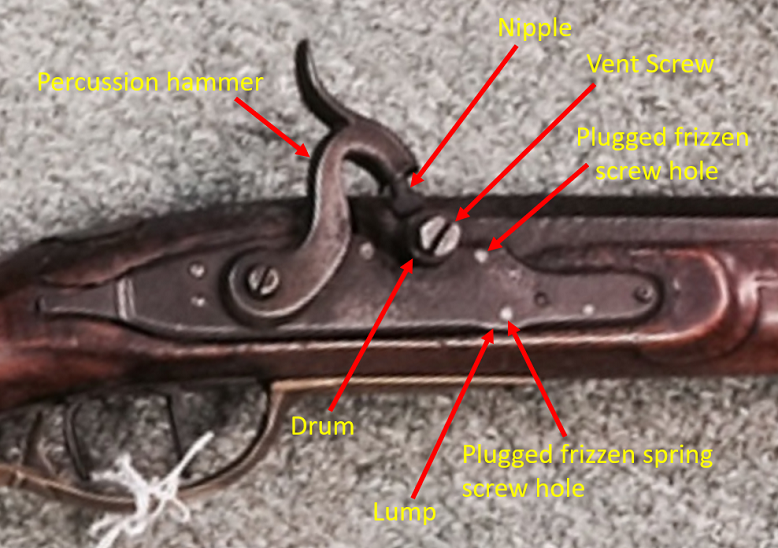 Percussion conversion of Jacob Stoudenour rifle.