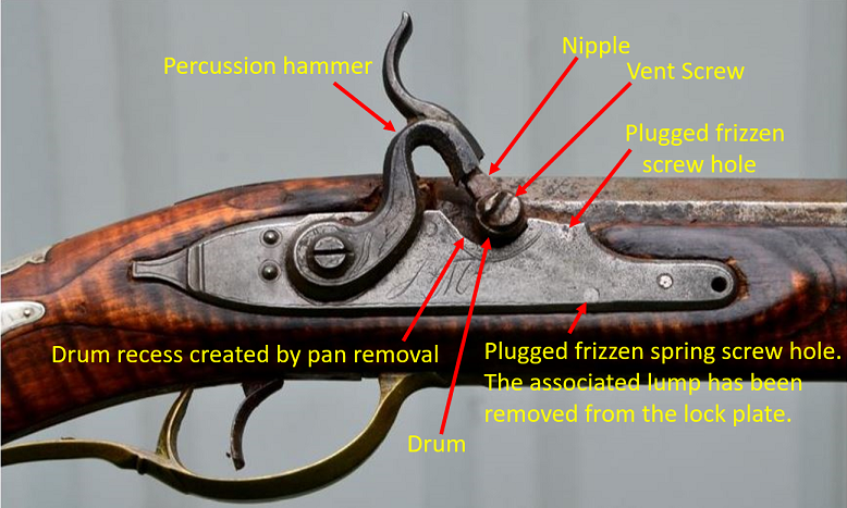 Percussion conversion of a Joseph Mills smooth rifle.