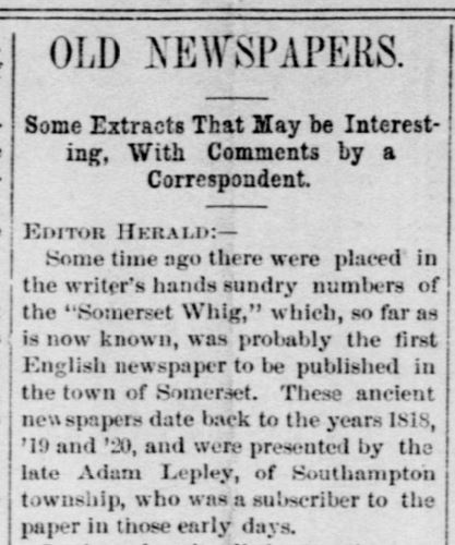 Adam Lepley II had a newspaper subscription.