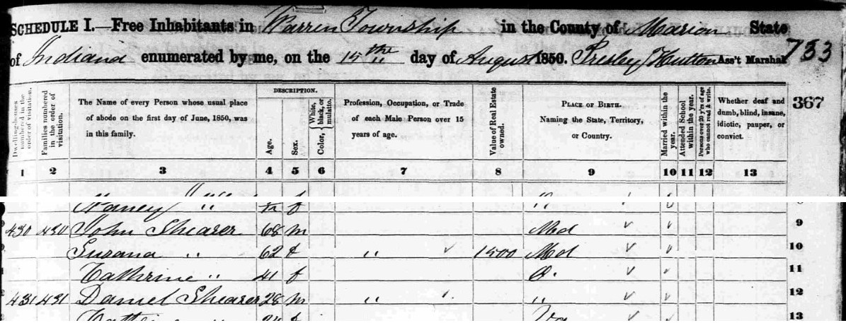 1850 census record
