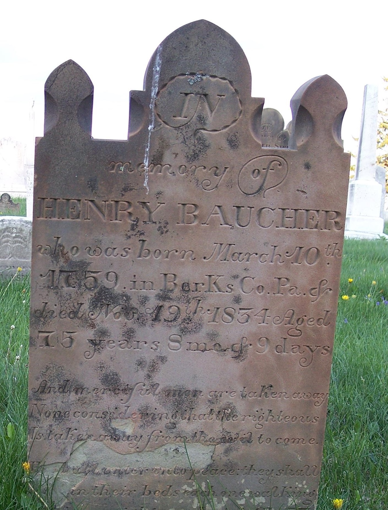 Henry Baucher tombstone, New Centerville, Pennsylvania