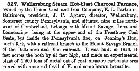 1859 description of Wellersburg iron furnace