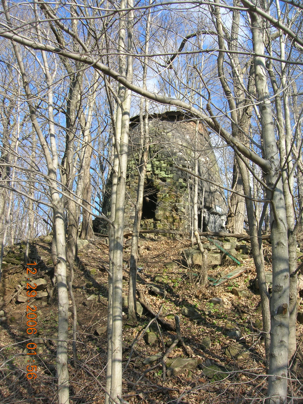 2007 photo of the ruins of the Wellersburg Iron Furnace
