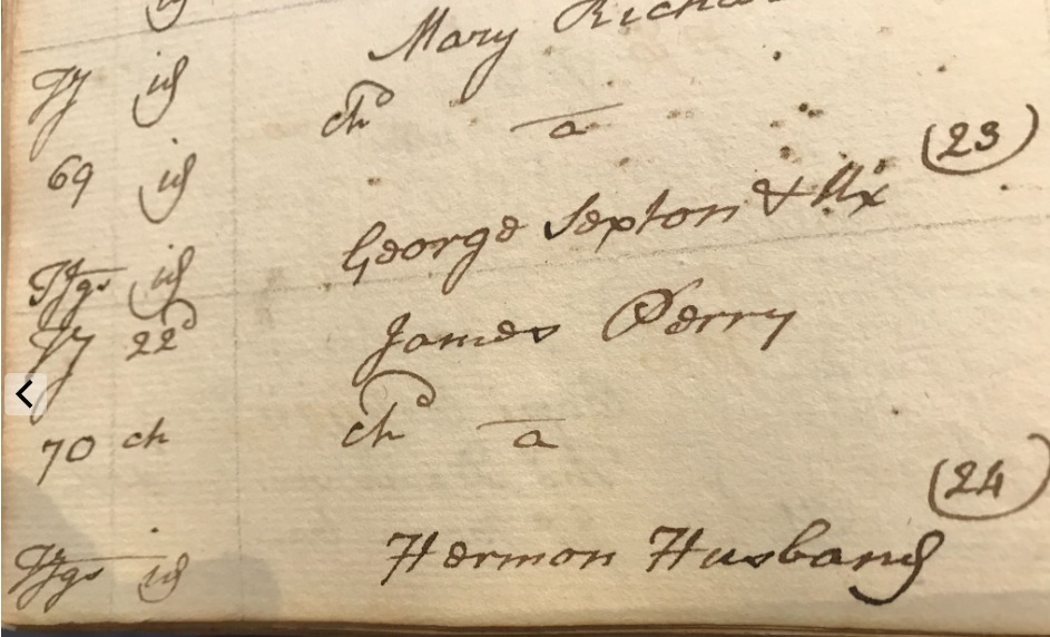 A portion of the May 22, 1761 Frederick County, Maryland court docket.