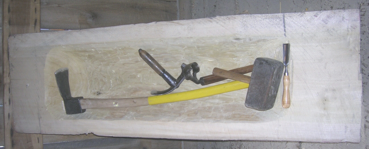 Newly-made maple sugar trough