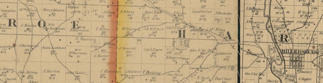 1861 map of Holmes County, Ohio