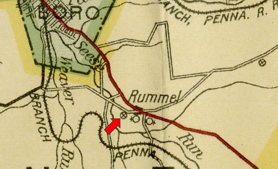The Rummel School on a 1915 road map.