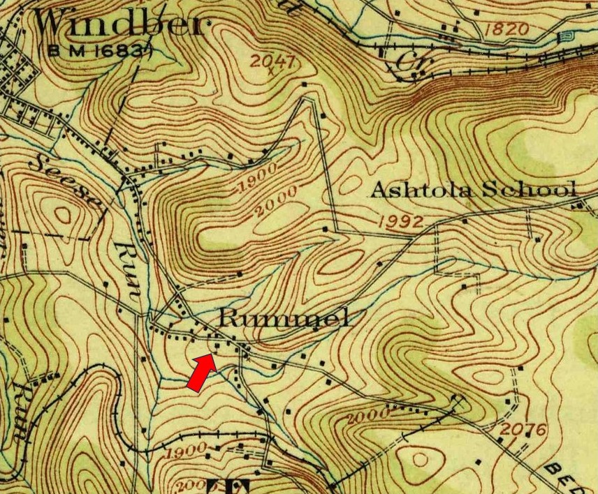 The Rummel School on a 1916 topographic map.