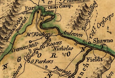 The Fry and Jefferson map shows the names of just a few of the many settlers who were living in the general neighborhood of Wills Creek before the French and Indian War.